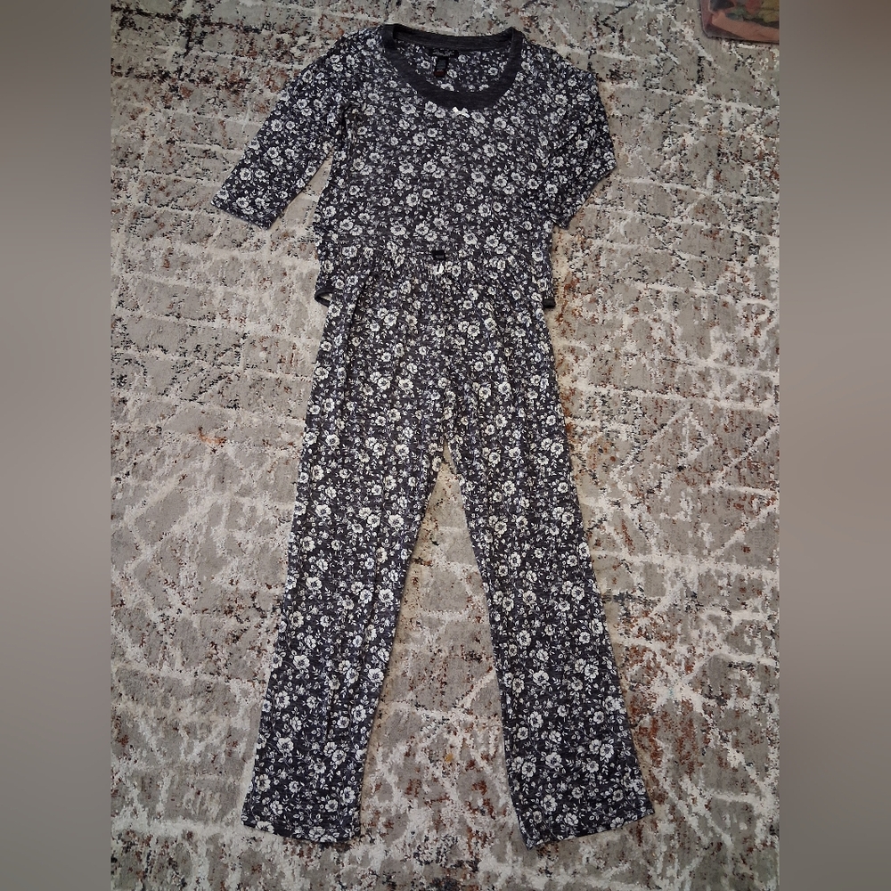 Floral Black and White Pajama Set